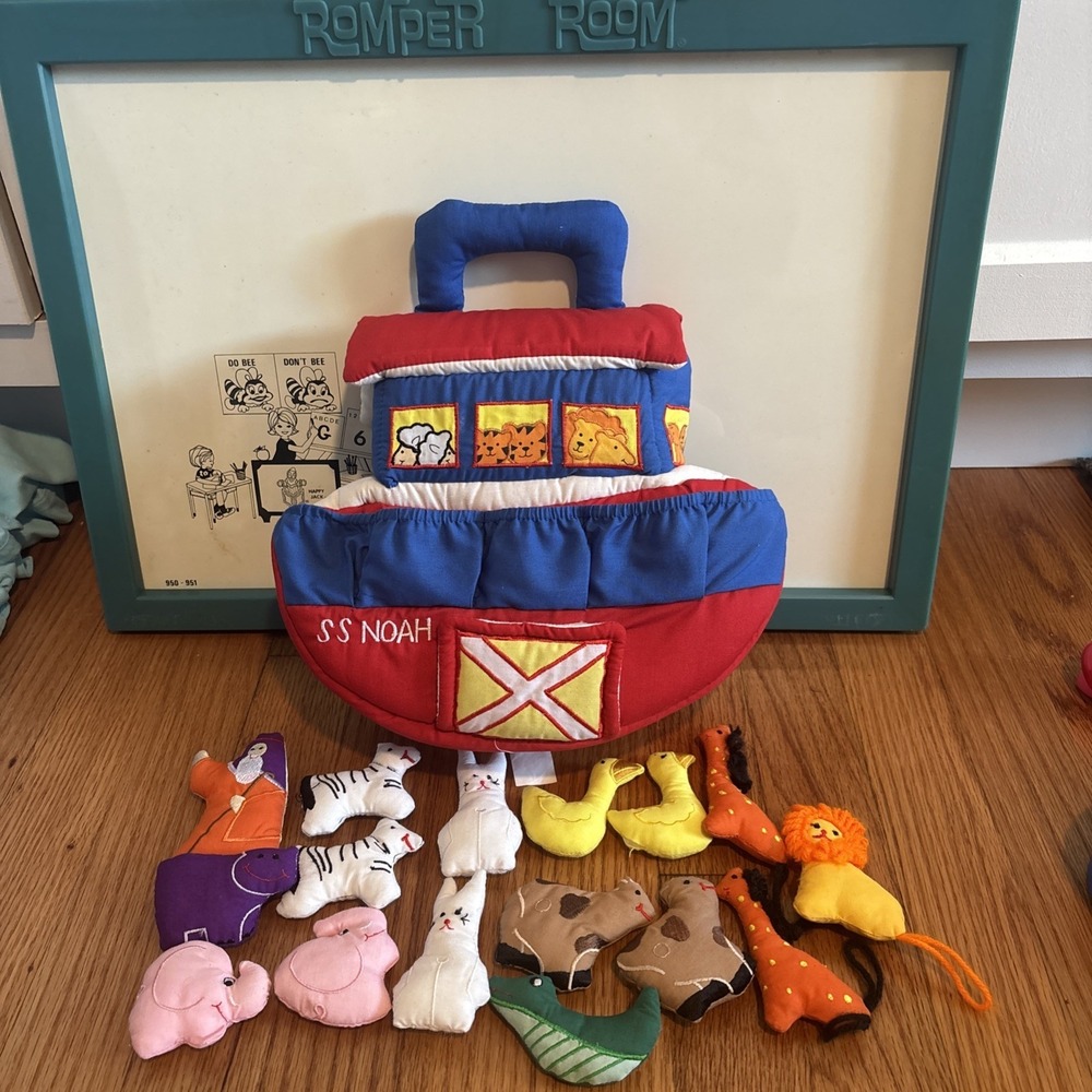 Noah's Ark Pockets‎ of Learning Plush Playset Stuffed Animals 1990 Vintage Clean